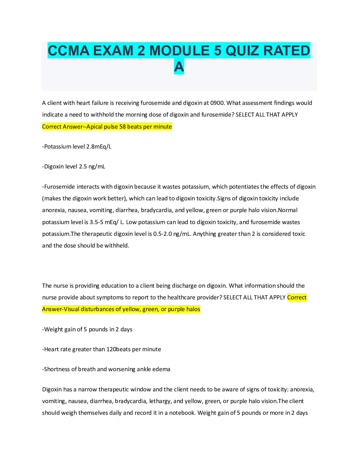 Preview image for CCMA EXAM 2 MODULE 5 QUIZ RATED A